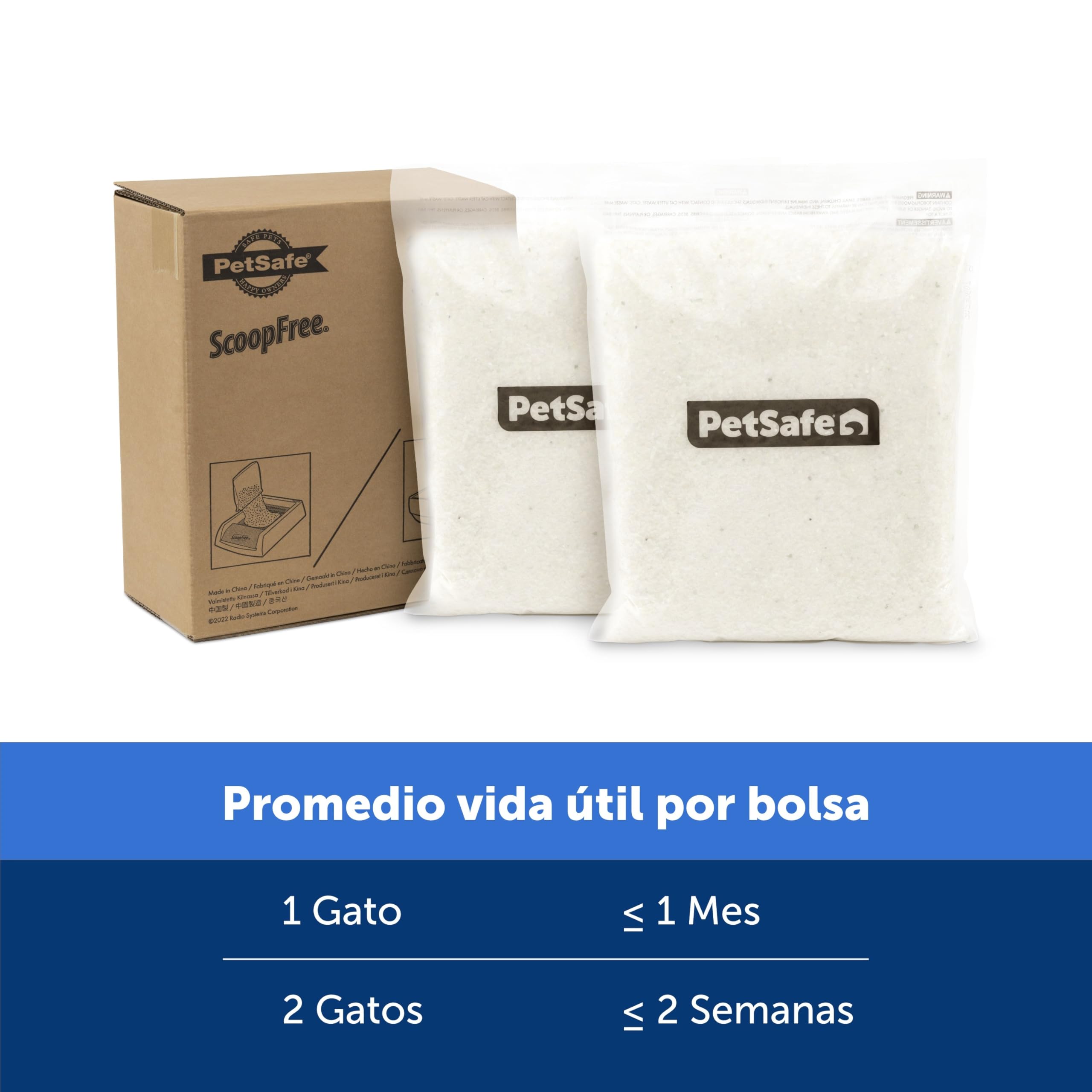 PetSafe ScoopFree Premium Arena de Cristal para Gatos - Control de Olores, Sin Polvo - Sin Fragancia, Pack de 2