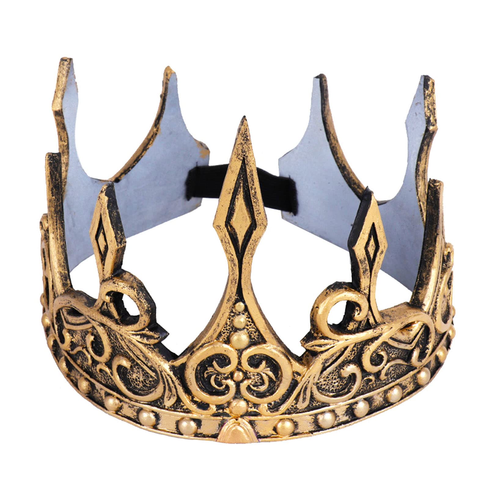 DothRayan King Crown for Men Women Golden Prince Birthday Nonmetal Crown Medieval Pu Foam Costume Wedding for Prom Party Hair Accessories (1 pcs)
