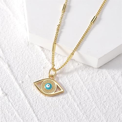 Miniatura 6 de Collar contra el mal de ojo para mujer, chapado en oro de 18 quilates, con dije de ojo turco de la suerte, collar de ojo azul turco para mujer