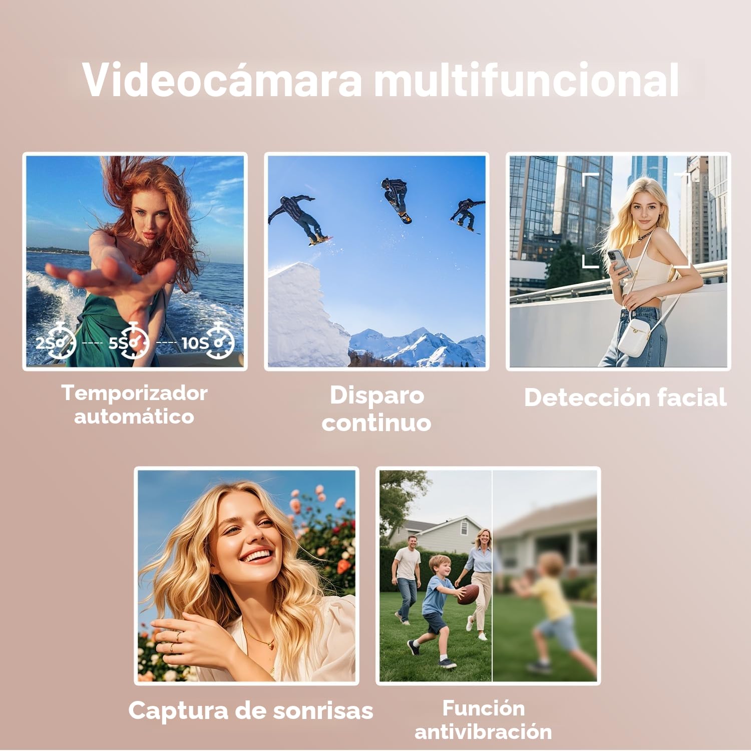 Videocámara 2.7K Cámara de Vídeo, 48MP Cámara para Vlog Youtube, Zoom Digital de 18X Pantalla Giratoria 270° 3.0" Camcorder con Tarjeta 32GB & Batería