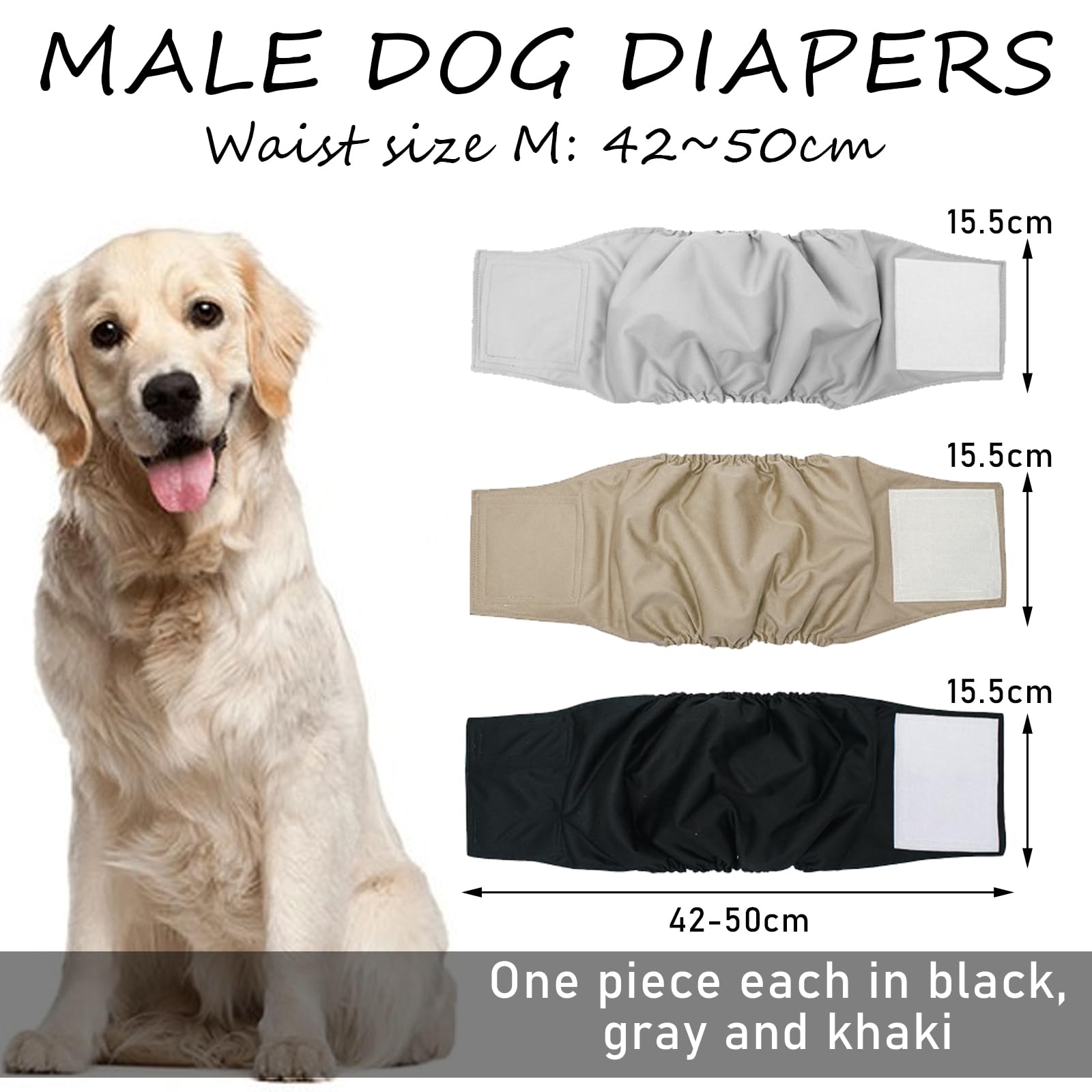 Pannolini Lavabili Per Cani Maschi - Confezione Da 3, Taglia Media 40-52 Cm - Foto 11