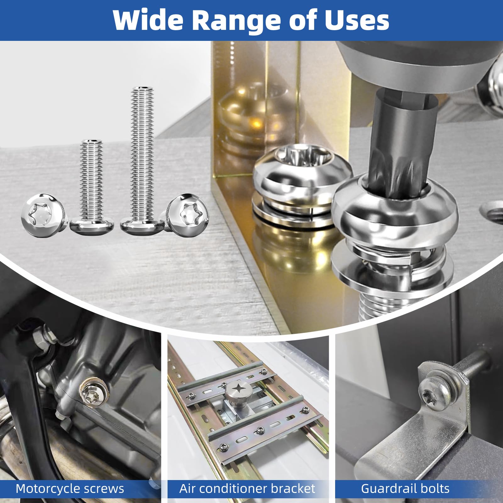 Set di viti Torx M4, 480 pezzi, in acciaio inox 304, viti a testa svasata, viti a testa tonda, viti a macchina, dadi e rondelle, assortimento di punte T20