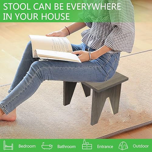Miniatura 9 de Taburete de madera para adultos  Taburete de pie pequeño  Taburete de pie pequeño para camas altas para fácil montaje con almohadillas