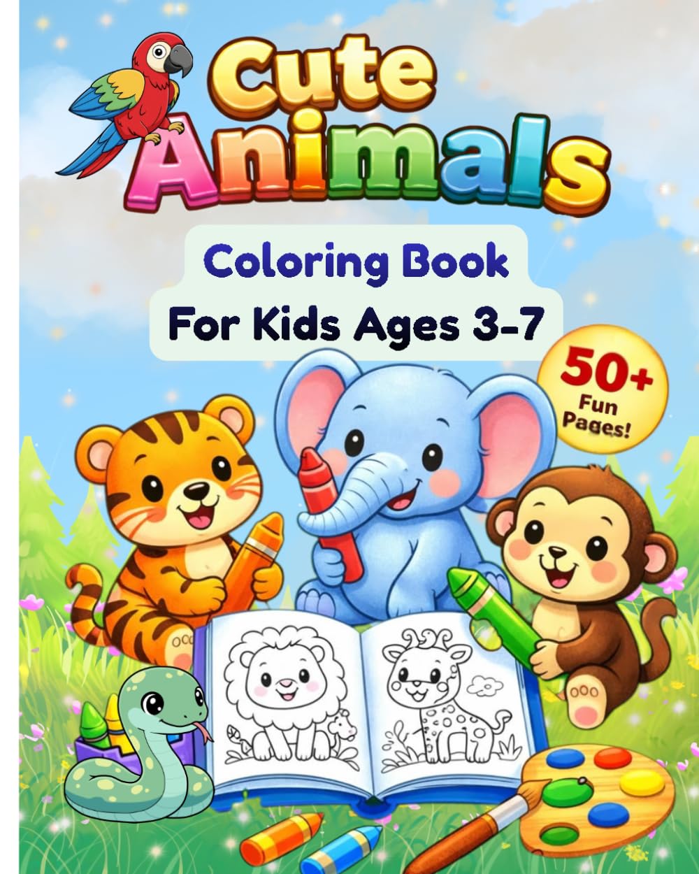 Cute Animals: Coloring Book for kids Ages 3-7