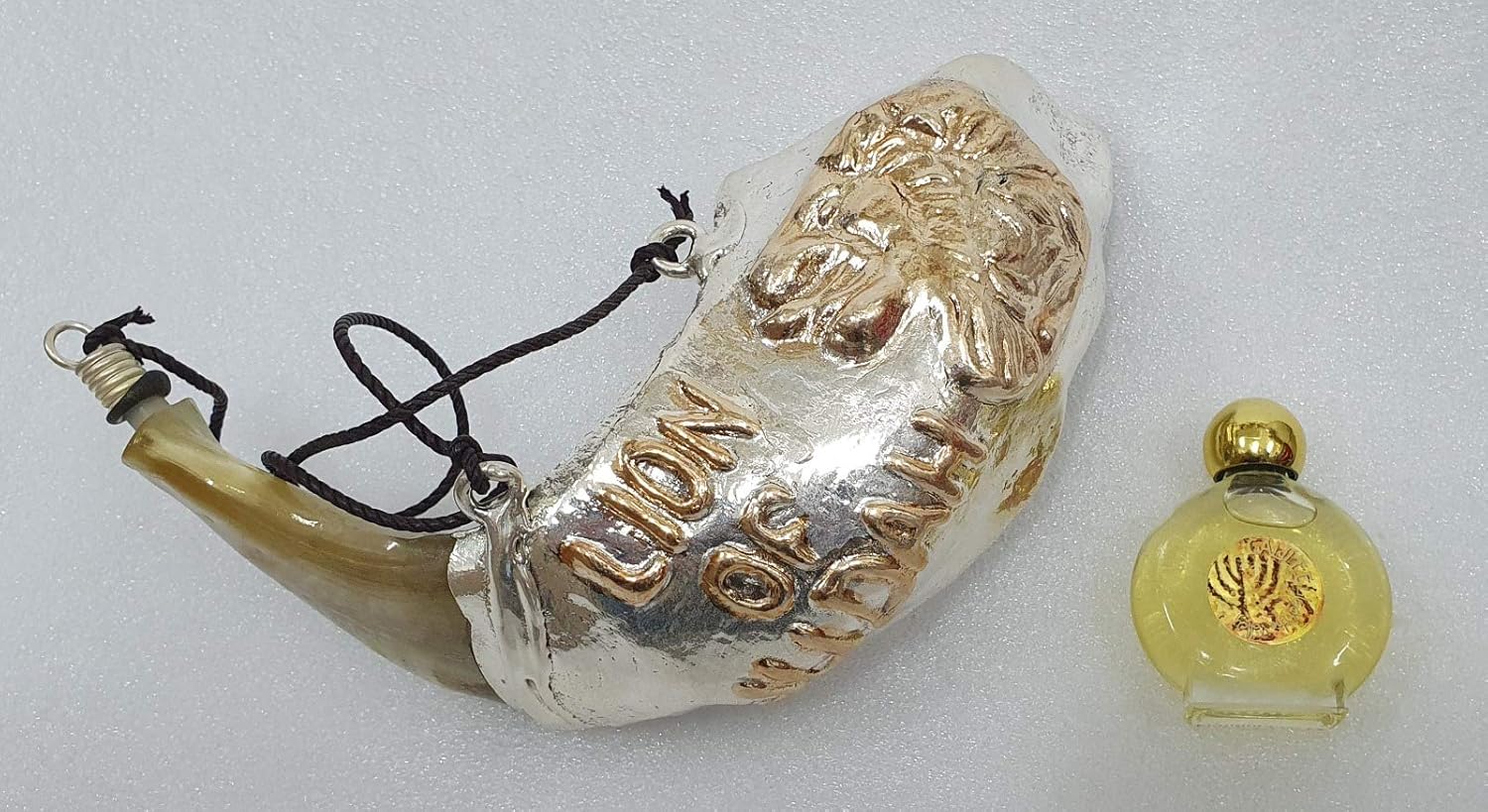 Shofart Israel Silver 925 Anointing Ram Shofar Lion Of Judah with Gift of 12ml Anointing Oil Bottle from the Holy Land : Musical Instruments