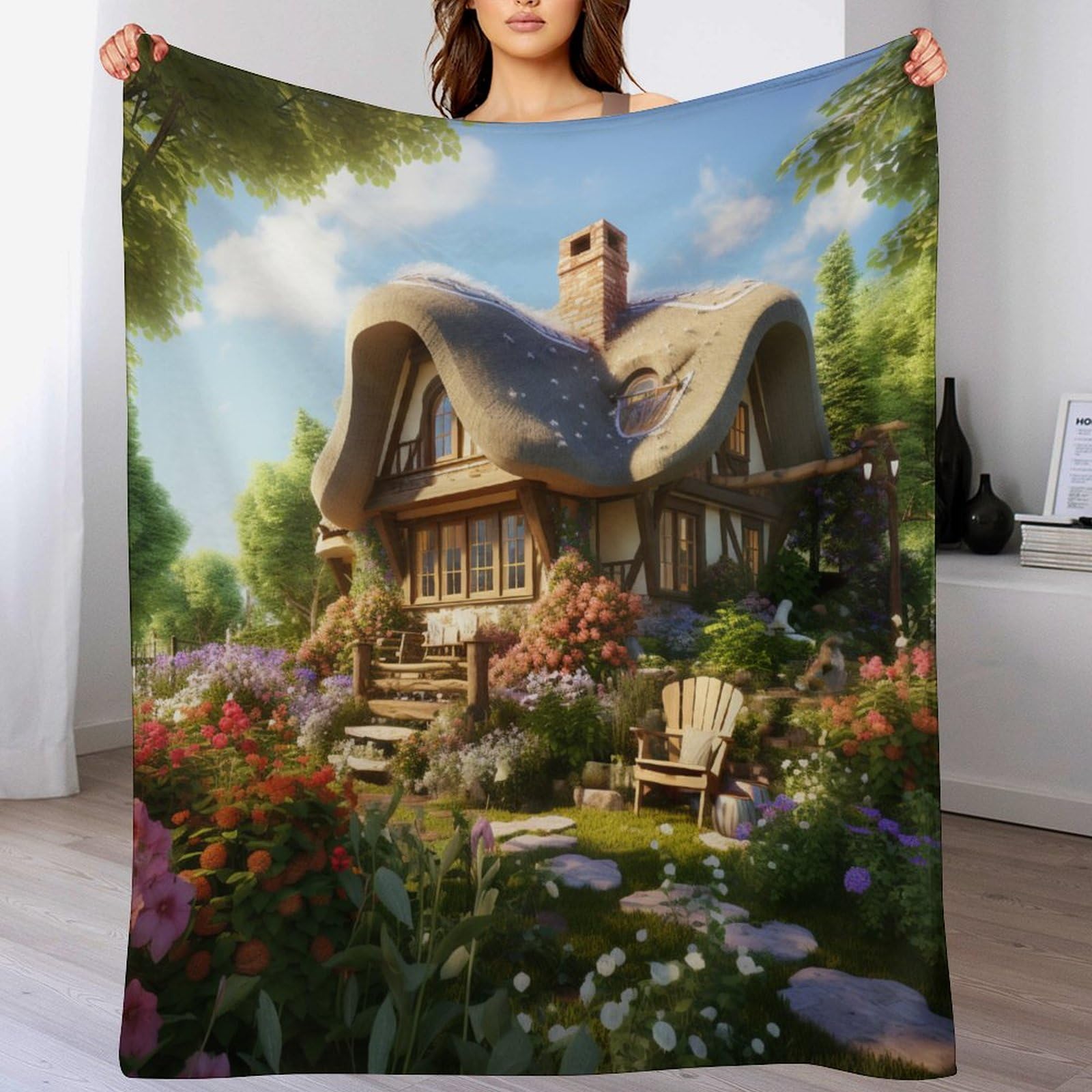 Couverture Épaisse Douce Et Chaude Confortable en Flanelle Polaire Couverture De Canapé Couverture pour Gîte de Village de Montagne Lavable À La Machine Facile À Manipuler（180×200cm）