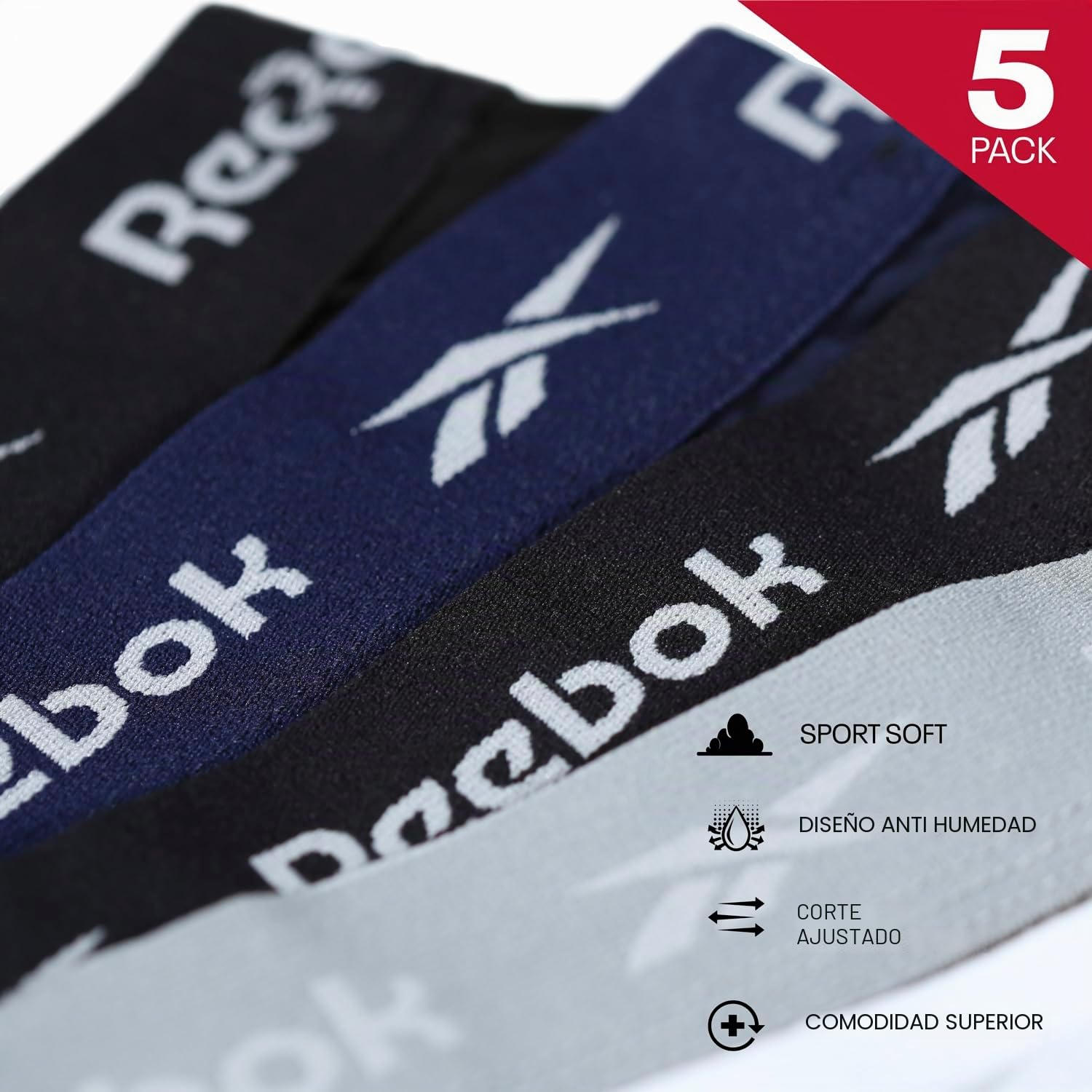 Reebok Boyes Bañador Hombre (Pack de 5)