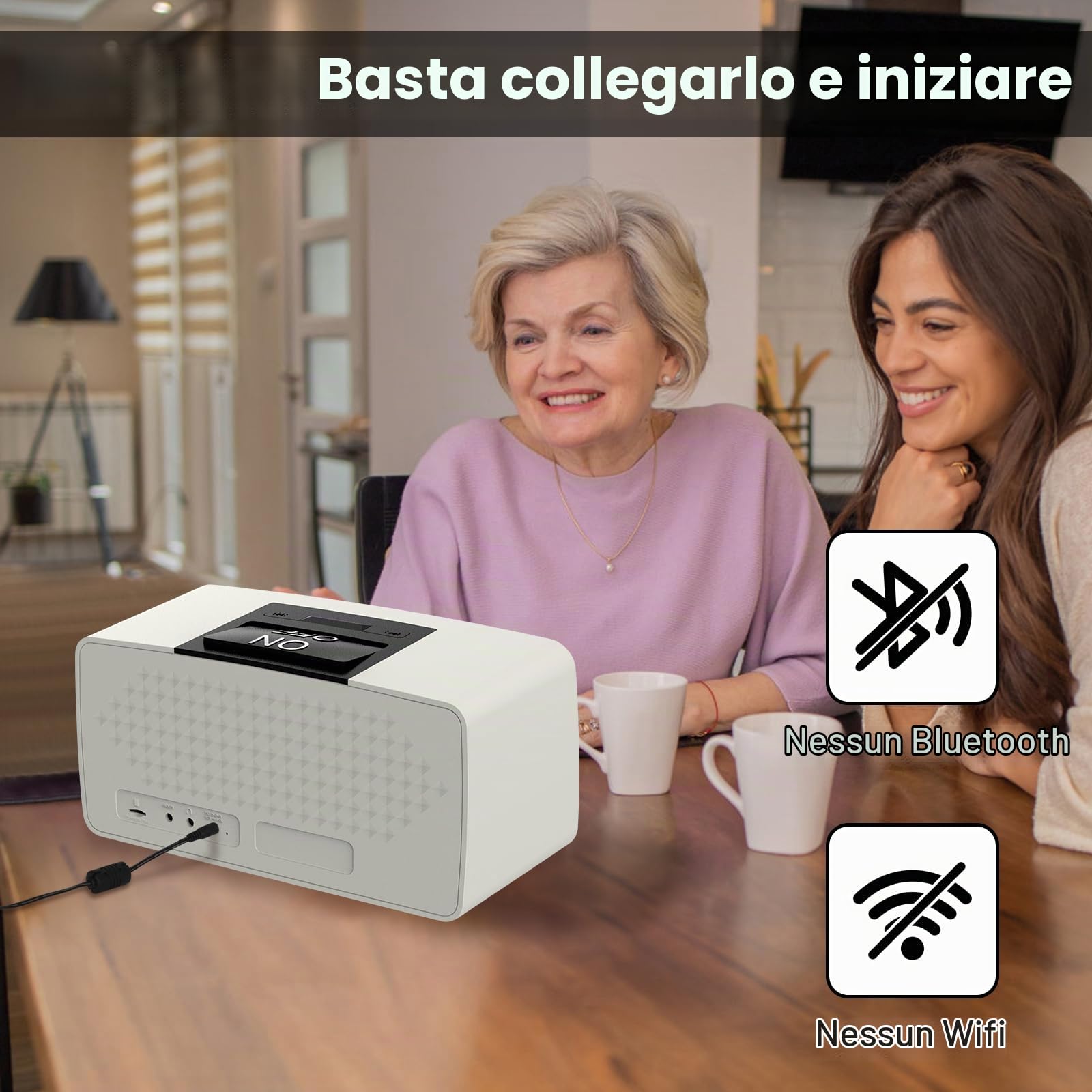 Lettore musicale semplice per anziani, lettore audiolibri facile con scheda TF da 32 GB e lettore di schede per pazienti con demenza, Alzheimer, ipovedenti e ipovedenti (grigio)