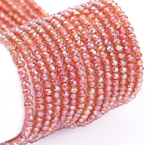 FashionHEWELRY 10 hebras Briolette cuentas de cristal de 0.079in Rondelle facetadas de cristal espaciador cuentas de cristal completo chapado en