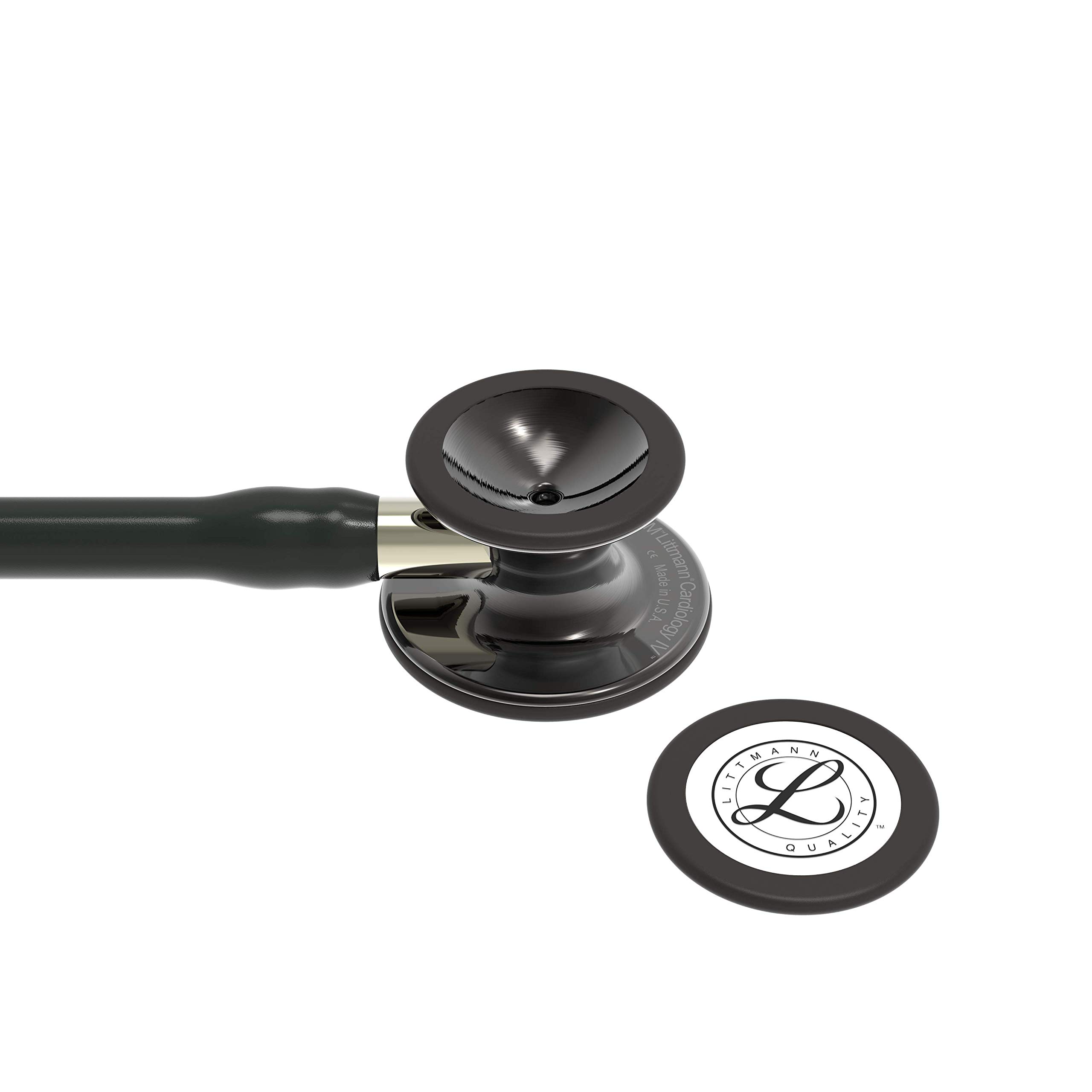 3M Littmann Cardiology IV Estetoscopio con Grabado Gratuito y Linterna Pupilar de Regalo (Negro/Smoke Edition/High Polish/Champagne Stem)