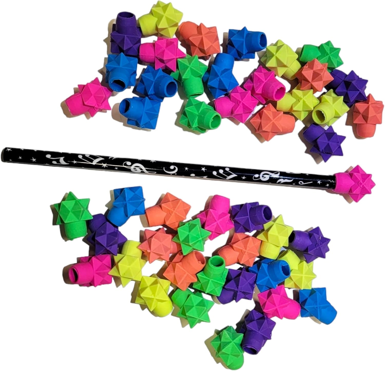 Bulk Star Eraser Pencil Tops (48 Pack) 3D Shape. Kids Stationery Arts and Crafts Drawing (48 Star Eraser Pencil Tops)