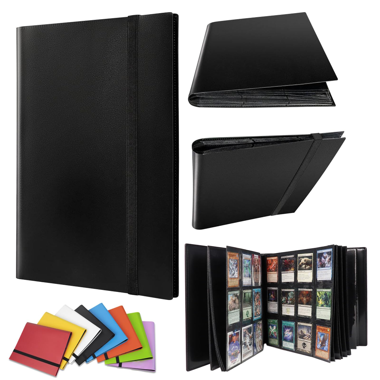 Eastrise 9-Pocket Trading Card Binder, Pocket Trading Card Album, 20 Pages Holding 360 Pockets, Durable PU Album for MTG, Pokemon, Yu-Gi-Oh, Football, and Sports Cards (Black/20 Sheets 360 Pockets)