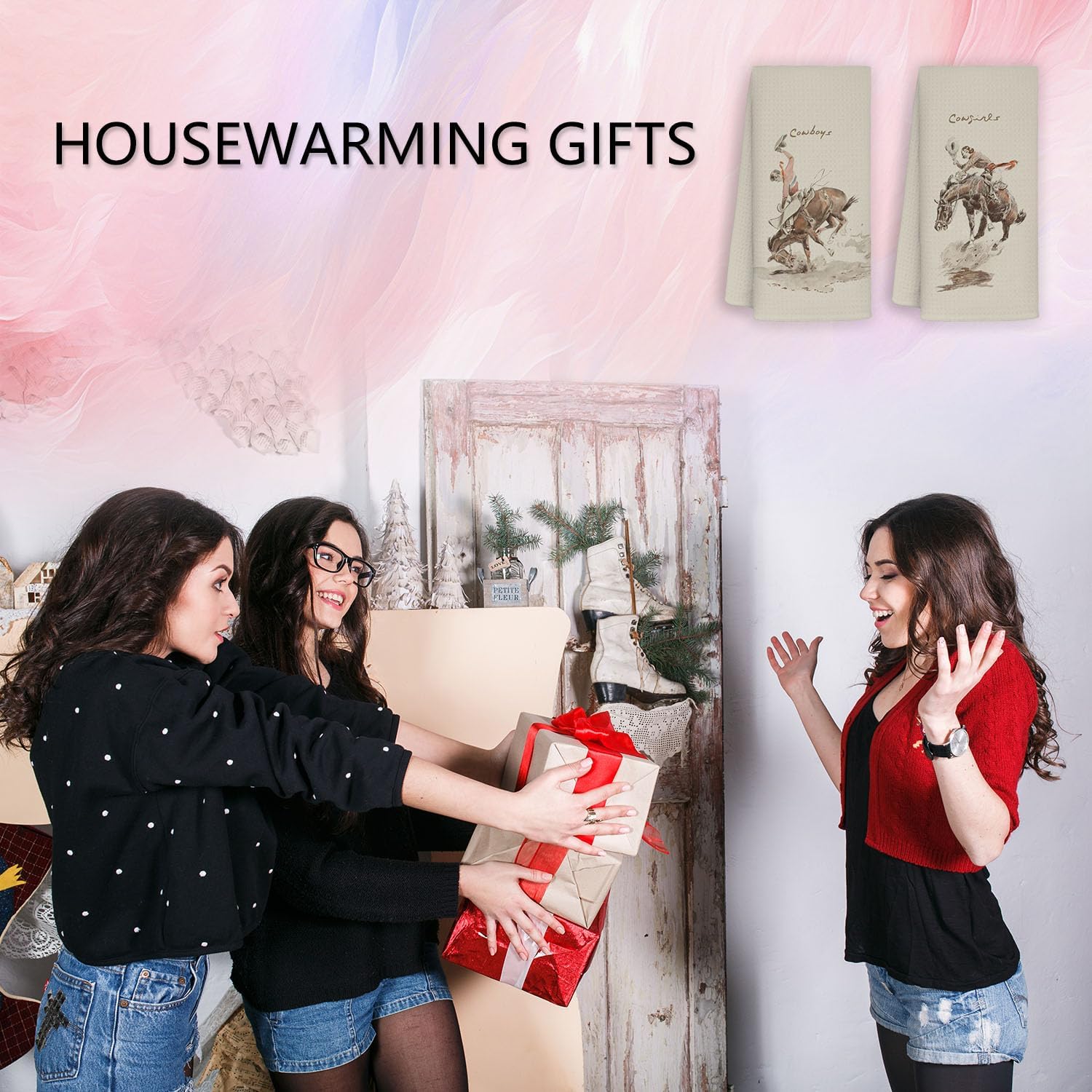 Western Bathroom Decor, Couples Gifts, Western Kitchen Bath Towels, Cowboy Bathroom Decor Set of 2, Gifts for Couples, Western Dish Towels, Western Hand Towels 16×24 in, 342hslc-mj-two - Image 6