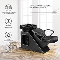 Vista 2 de Silla de lavado Ainfox para peluquería, con cuenco para champú, de plástico ABS, para salón de belleza (Negro)