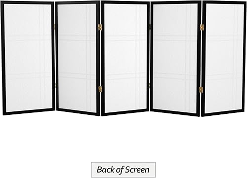 Miniatura 6 de Pantalla Shoji corta de doble cruz de 3 pies - Negro - 5 paneles