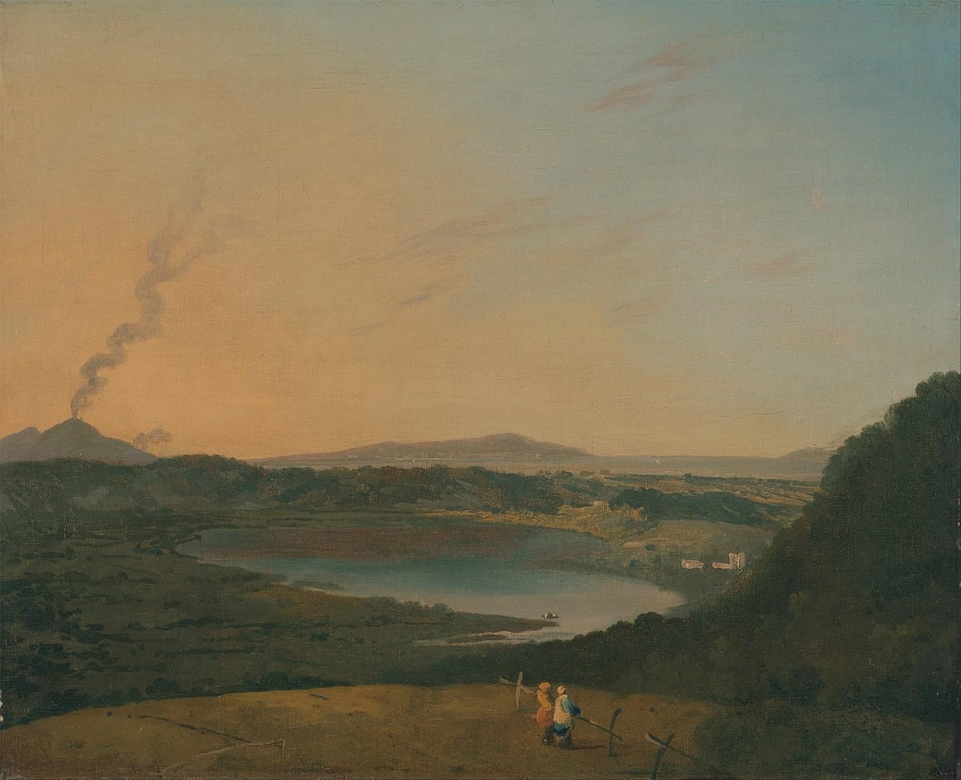 ARTXLXXBN Famous Prints Artwork Pictures Poster Painting Art Lago D'agnano with Vesuvius in the Distance by Famous Artist Artwork Landscape Pictures for Home Decor 60x90cm