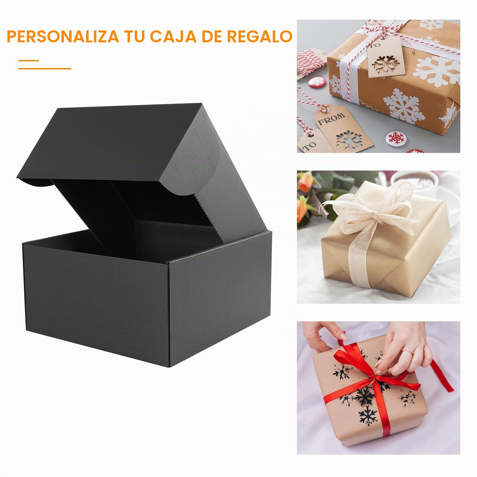 Hotyin 10 Pack Cajas para Regalo, Cajas de Carton 15 x 15 x 8cm, Cajas de Carton con Tapa (Negro Mate)