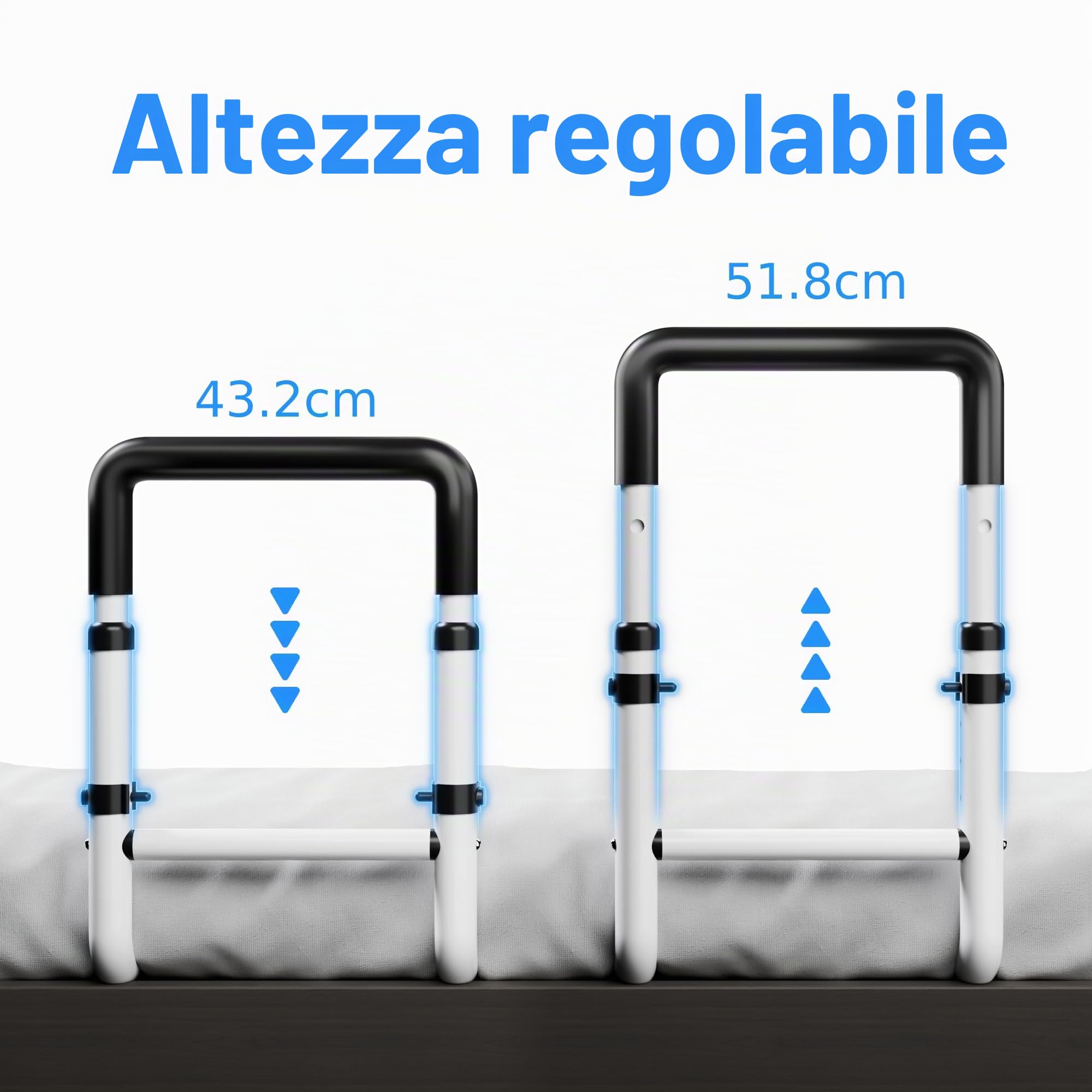 songsoso Sponda regolabile per letto per anziani: supporto per comodino per anziani, adatto per letto king size, queen size, doppio, dispositivo medico resistente per uso domestico e ospedaliero