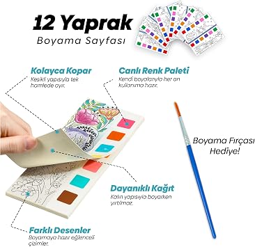 Animokids Color Crawler Watercolor Book + Brush, 12 Page Coloring Book, Activity Coloring Set, New Generation Watercolor Book for Kids (Forest of Colors)