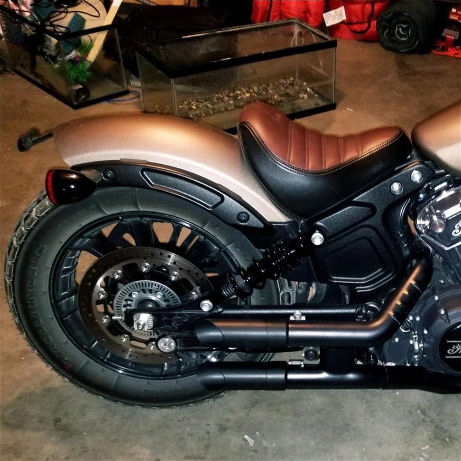 Motorrad-Auspuff Universal Slip on Für Indian Scout Bobber Sixty Für Rogue Twenty 2015-2023 Slip-On Short GP Slip Ons Schalldämpfer Mit DB Killer Schalldämpfer(Black No Muffler)