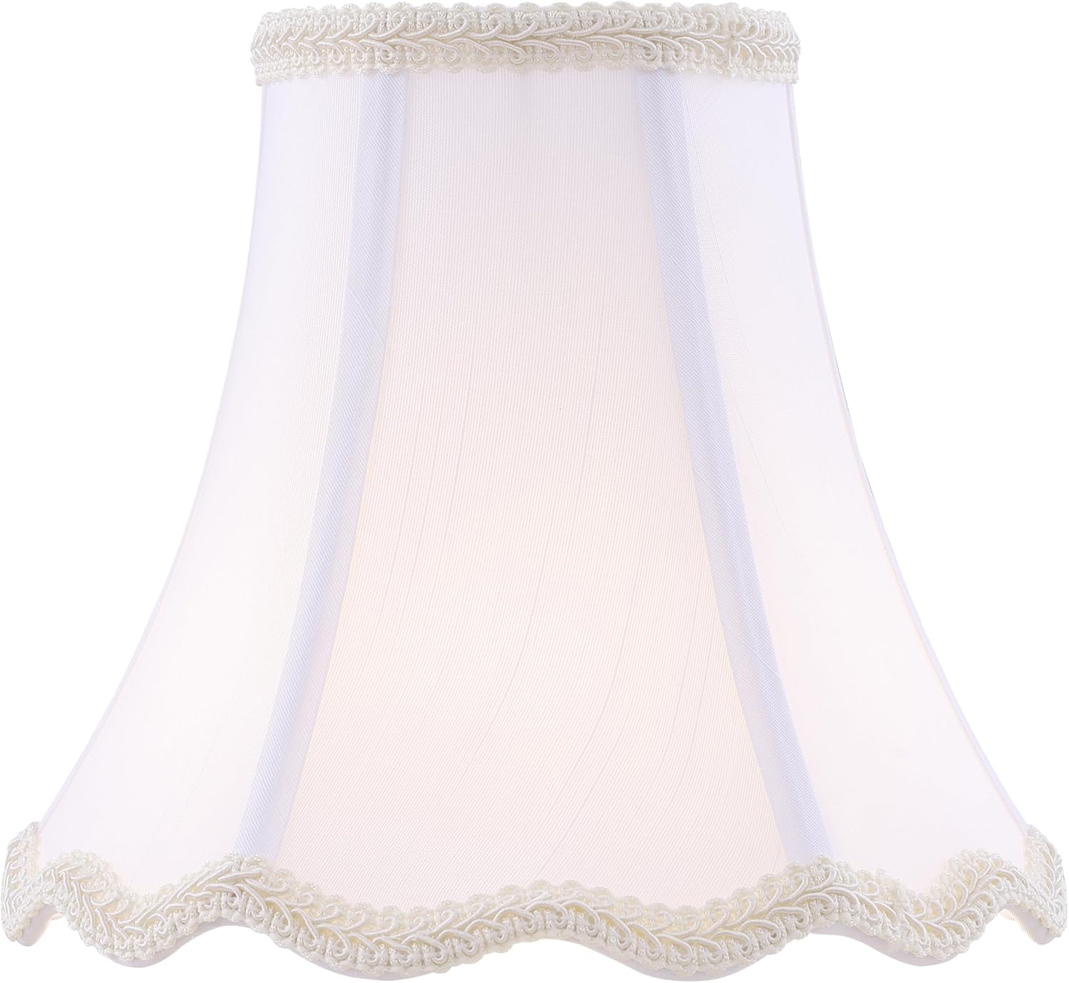 Aspen Creative 55009 Handsewn Scallop Dome Tranditional UNO Lamp Shade in Off-White Faux Silk, 4" Top x 8" Bottom x 7" Slant, Slip UNO 33mm
