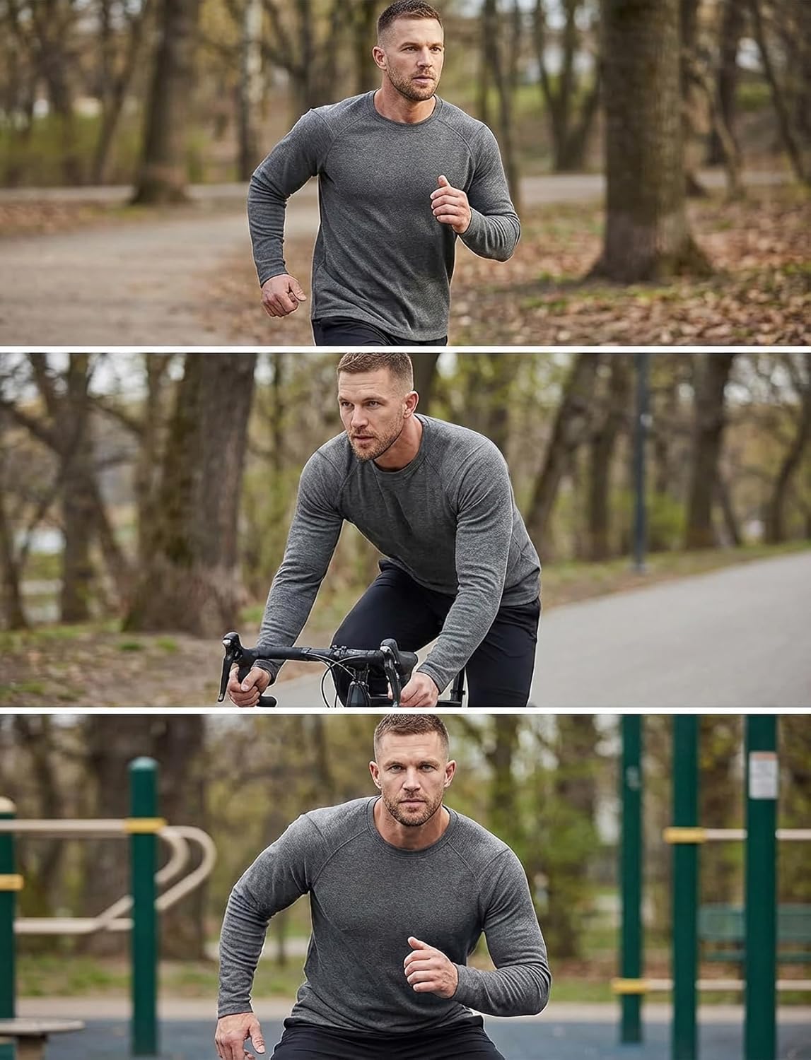 Zengjo Mens Athletic Shirts Long Sleeve Midweight Thermal Running Baselayer Moisture Wicking - Image 4