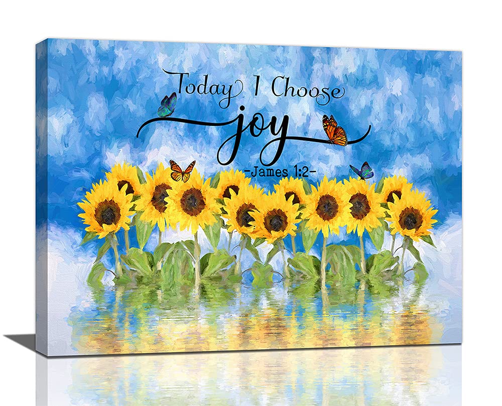 HANKCLES Rustic Sunflower Wall Decor Inspirational Quotes Canvas Wall Art For Bathroom Bedroom Kitchen Living Room Ready To Hang 20x24 Inch