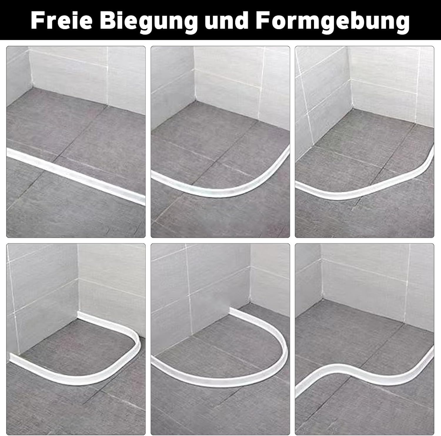 Schwallschutzleiste Dusche Selbstklebend, Duschschwellen Silikon, Wasser Damm für Bad und Küche, Toilette, Wassersperre Kann Geschnitten und Gebogen Werden (Weiß, 300cm x 4cm x 3cm)