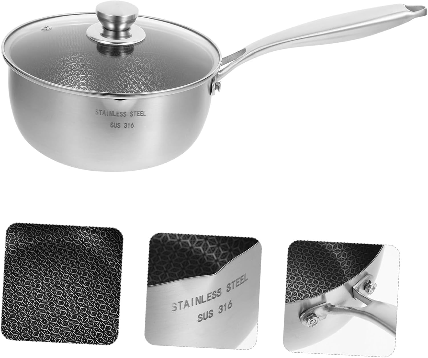 Cabilock 1set Stainless Steel Honeycomb Non-stick Saucepan Drainage Rack Versatile Kitchen Cookware for Steaming Boiling Frying Induction Gas Stove Compatible for Soups Noodles and More