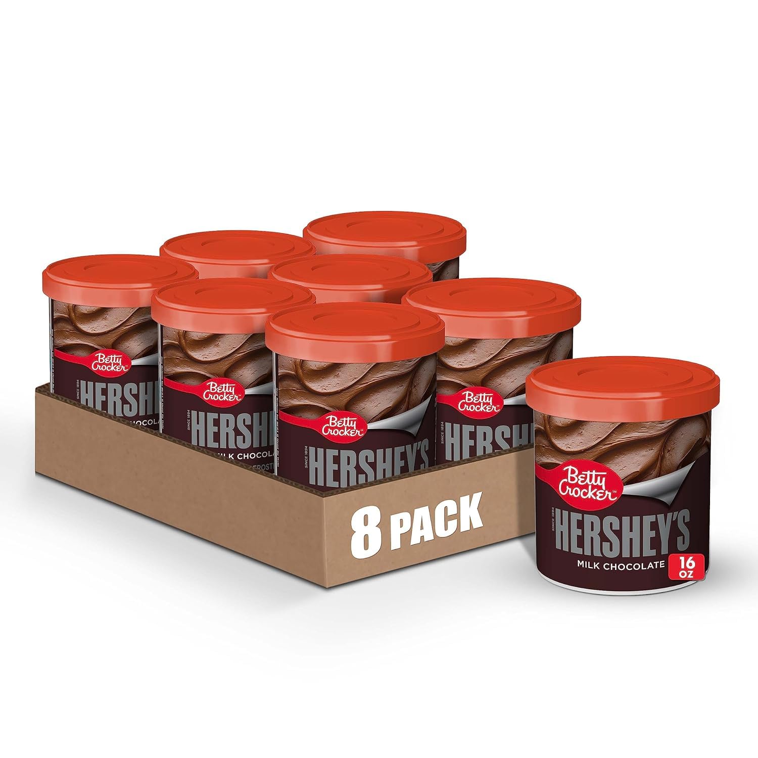Betty Crocker HERSHEY'S Milk Chocolate Frosting, Gluten Free, 16 oz (Pack of 8)