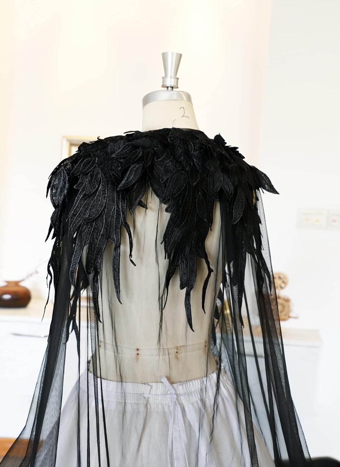 Black Angel Demon Wings Shawl Lace Bridal veils wedding accessories for Bride