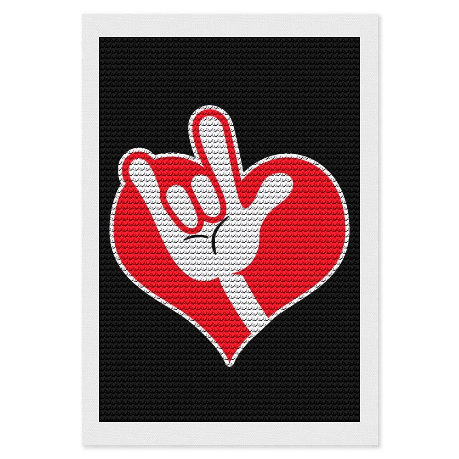 Nclqvjxzkhw Style Am-Ericans-Sign Language I Love You Diamond Art Painting For Adult Round Diamonds Pictures Arts Crafts Home Wall Decor 8"X12"