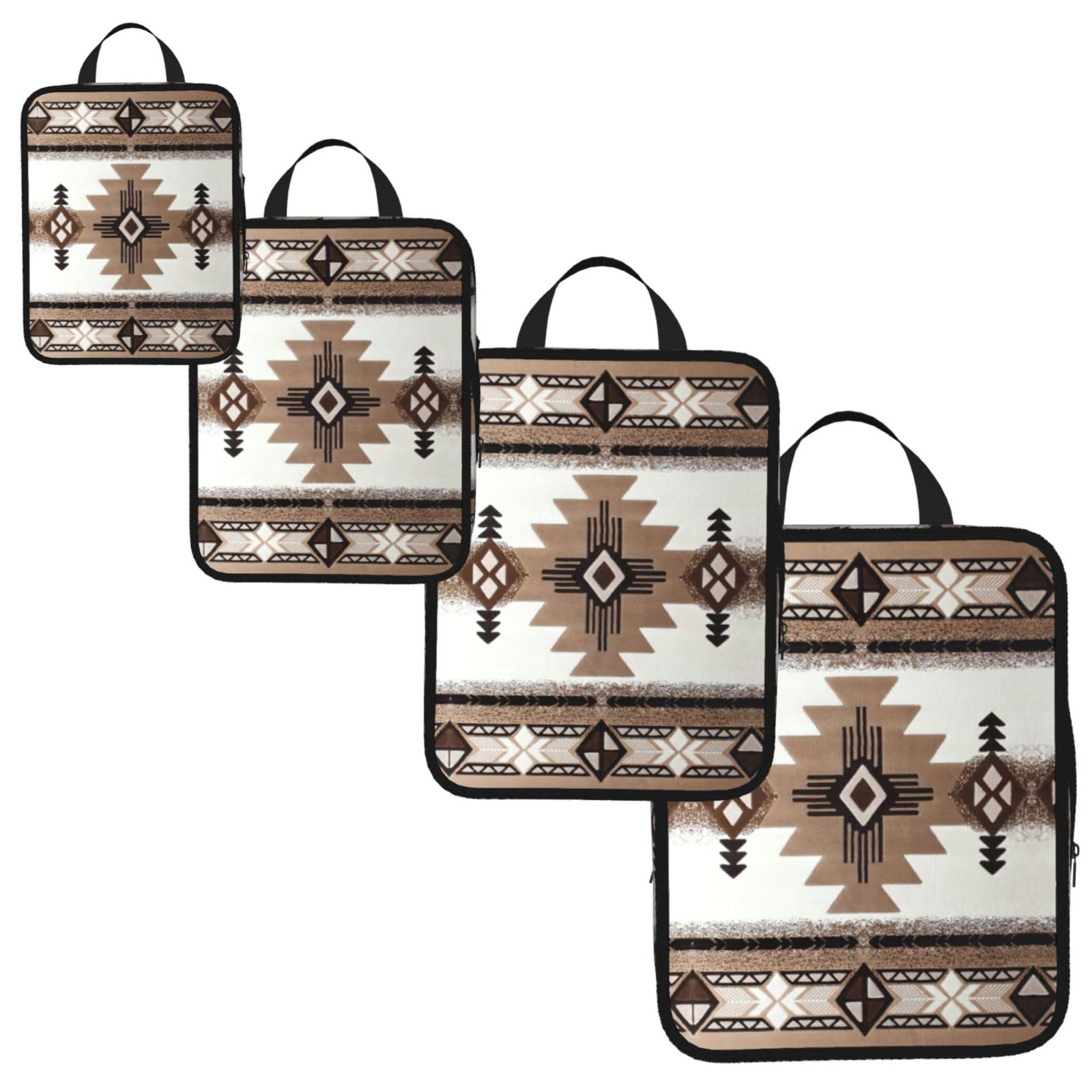 Native American Print 4 Set Compression Packing Cubes for Suitcases,Expandable Storage Bag Organizers