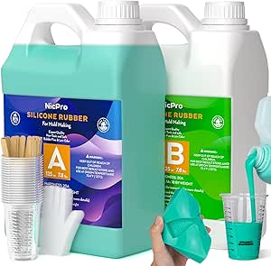 Nicpro 74oz/2188ml Siliconen Mold Making Kit, Premium Platinum Vloeibaar Siliconen Rubber voor Veilig en Flexibel Gieten, Levendige Jade Groene Kleur en Handige Mold Housing en Mixing Cups