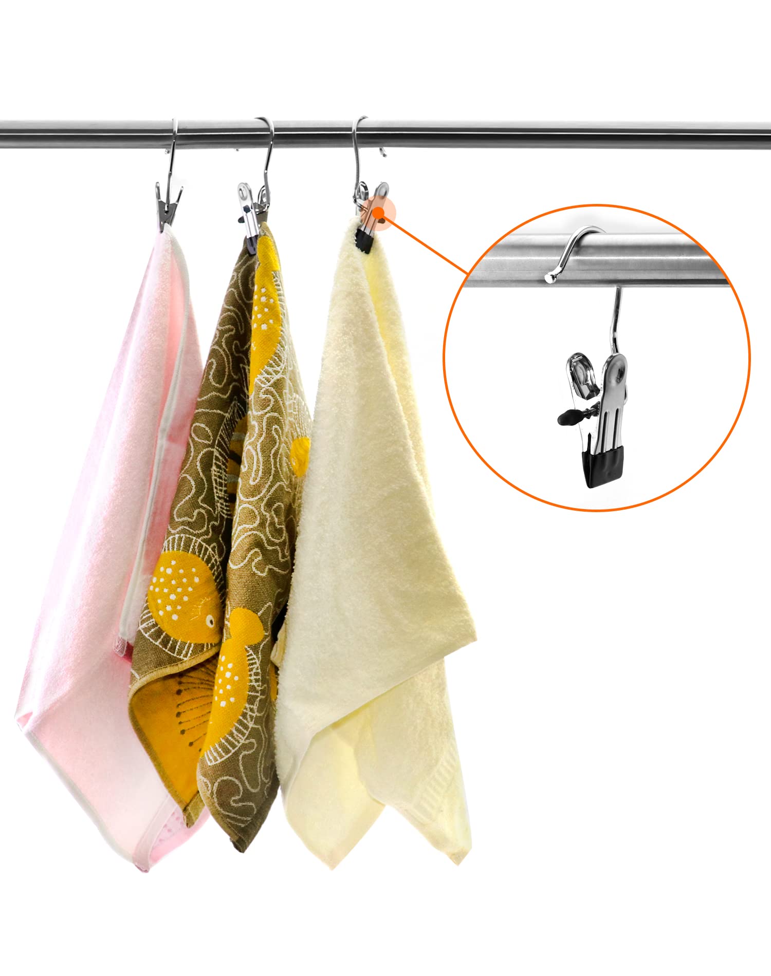 QWORK® 40 Pezzi Appendini con Oinze Anti Scivolo, Grucce Appendiabiti in Acciaio Inox con Pinze per Viaggi, Armadio, Pantaloni, Scarpe, Asciugamano