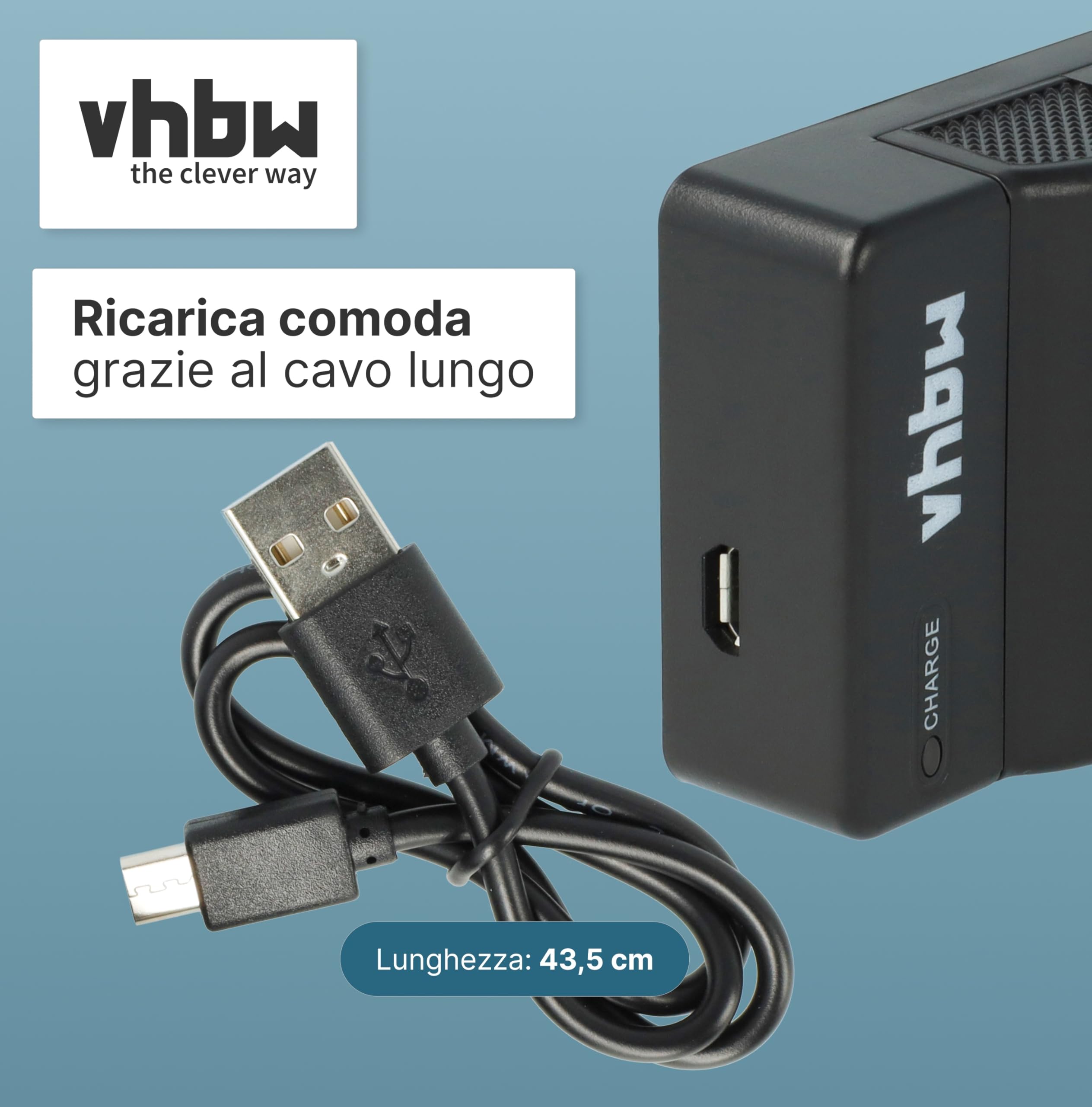 vhbw USB caricatore compatibile con Fujifilm Instax 90 Mini Neo Classic camera camcorder - Stazione di carica, spia di carica