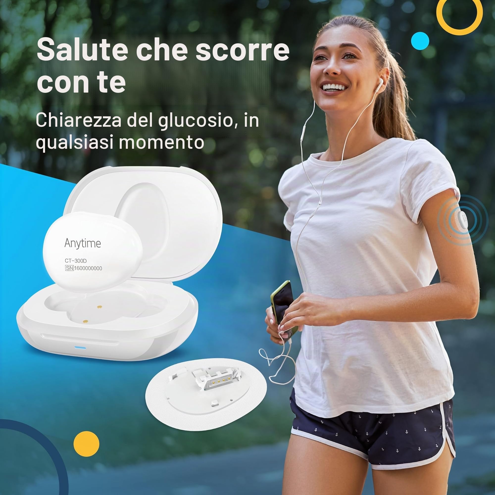 Connect Sistema di Monitoraggio Continuo del Glucosio – Trasmettitore e 2 Sensori (28 Giorni) | Glucometro Senza Puntura con Avvisi Intelligenti e Condivisione Dati