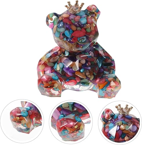 Miniatura 5 de IMIKEYA Adorno de oso de cristal, adornos de cristal para manualidades, escultura, estatuilla de resina, decoración de animales, decoración de