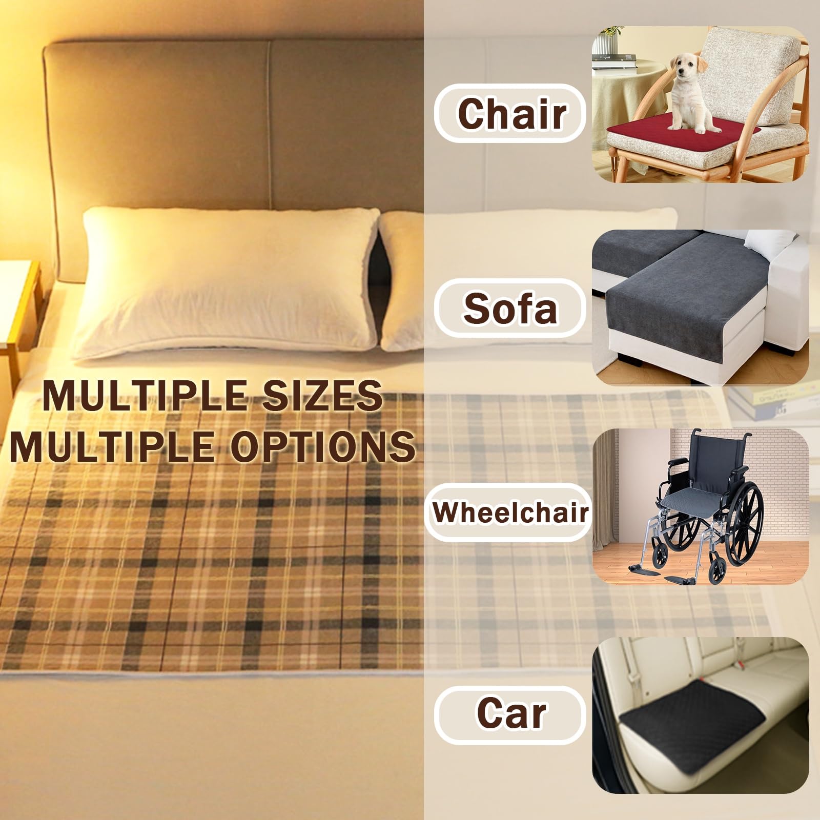 Morbuy Empapadores Cama Adultos Lavables Reutilizables Ultra Absorbente Empapador Protector de Cama Incontinencia para Bebés, Mascotas, Silla de Ruedas, Coche, Sofás, Cuadros (Verde,200x220cm)