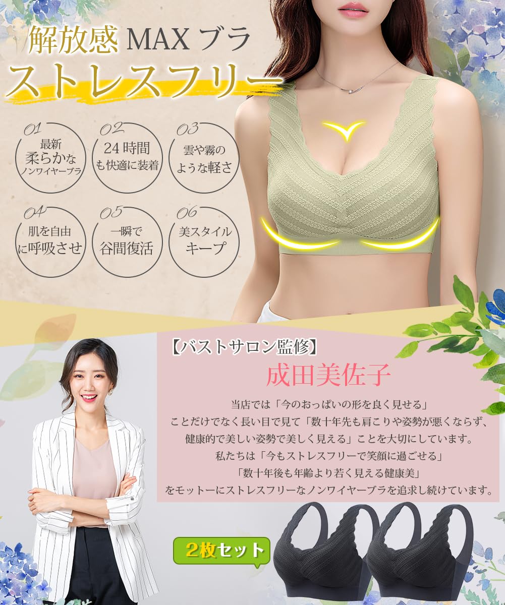 ノンワイヤーブラの素材感と、脇をしっかりサポートするサイド部分のアップ。