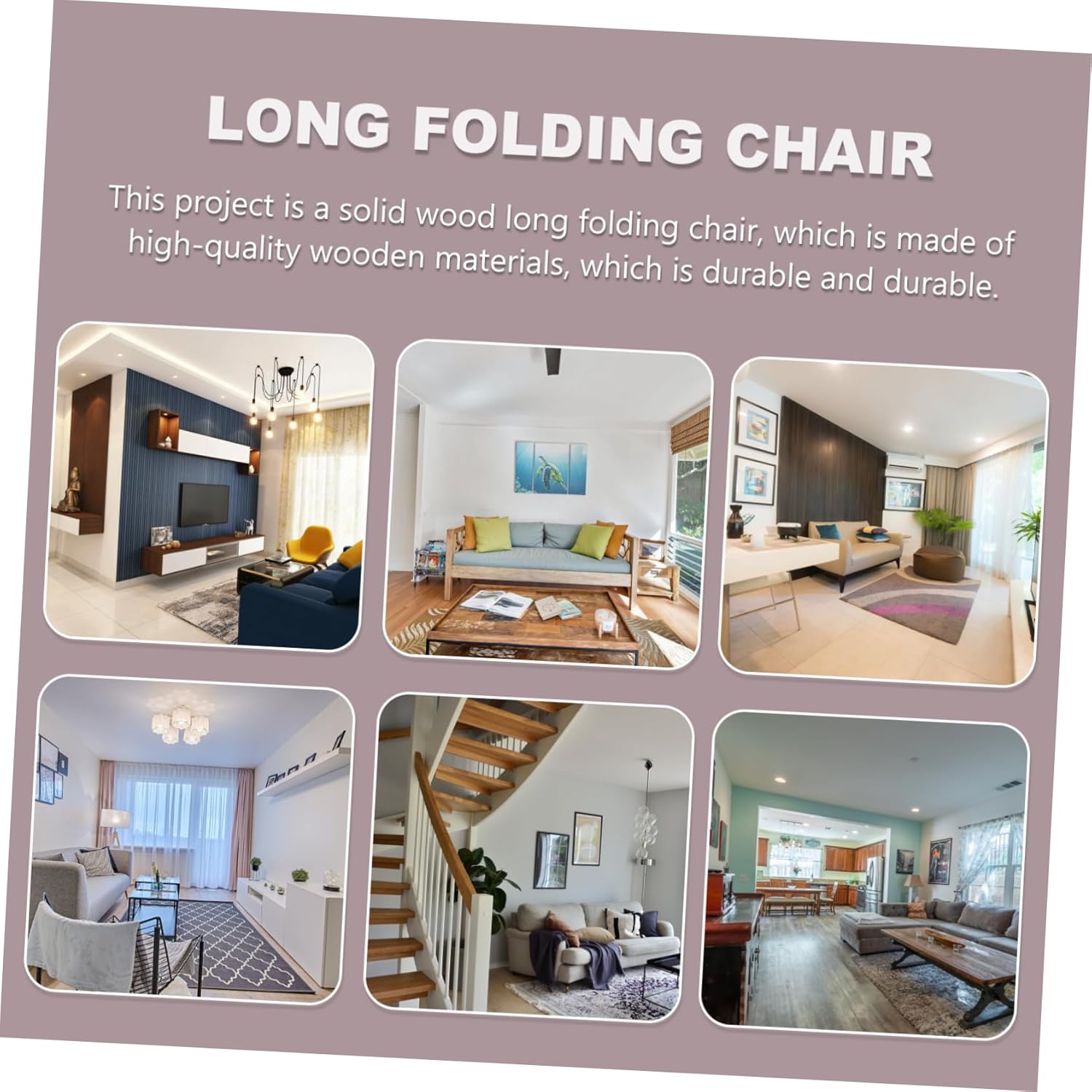 Zerodeko 1Pc Folding Portable Solid Wood Chair Simple Design for Home Use for Dining Room Office and Garden and Practical Long Strip Folding Stool