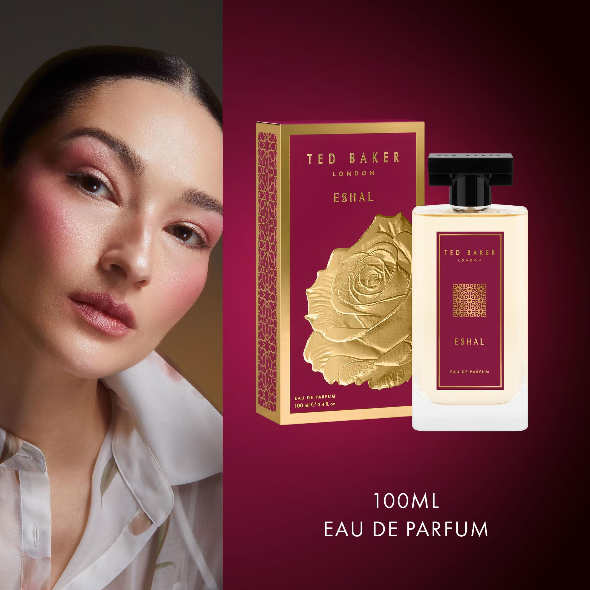 Ted Baker Eshal Eau De Parfum, Oud Amber Vanilla, For Women, 100ml | Long-Lasting Woody Eau De Parfum With Warm Spicy Notes, Soft Musk, Vegan And Cruelty-Free.