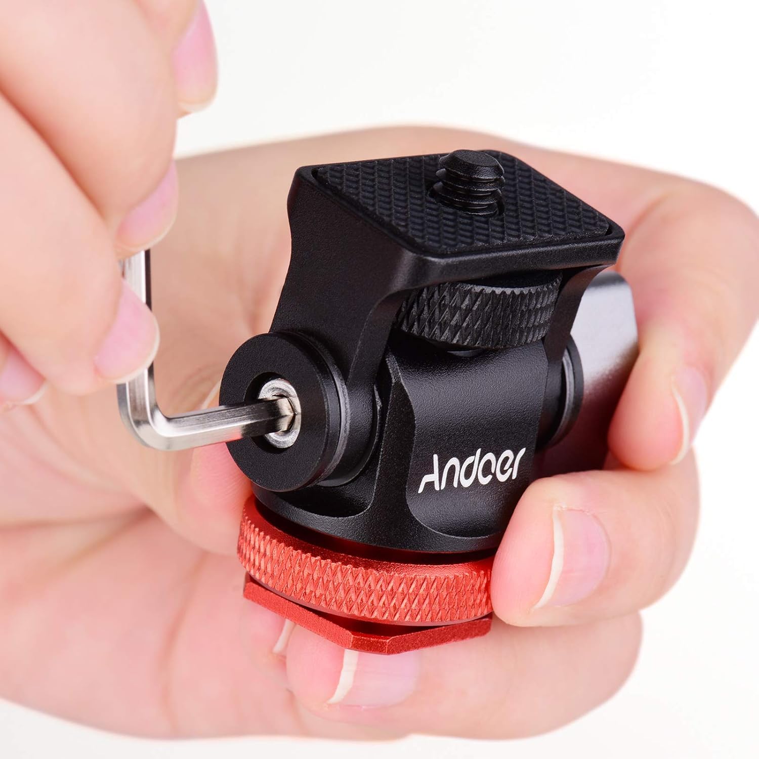 Mini Ball Head, Andoer Camera Monitor Mount Mini Ball Head con Adaptador de Zapata fría para Monitor de luz de Video LED | Con adaptador de zapata fría de 1/4 pulgadas para monitor de luz de video LED