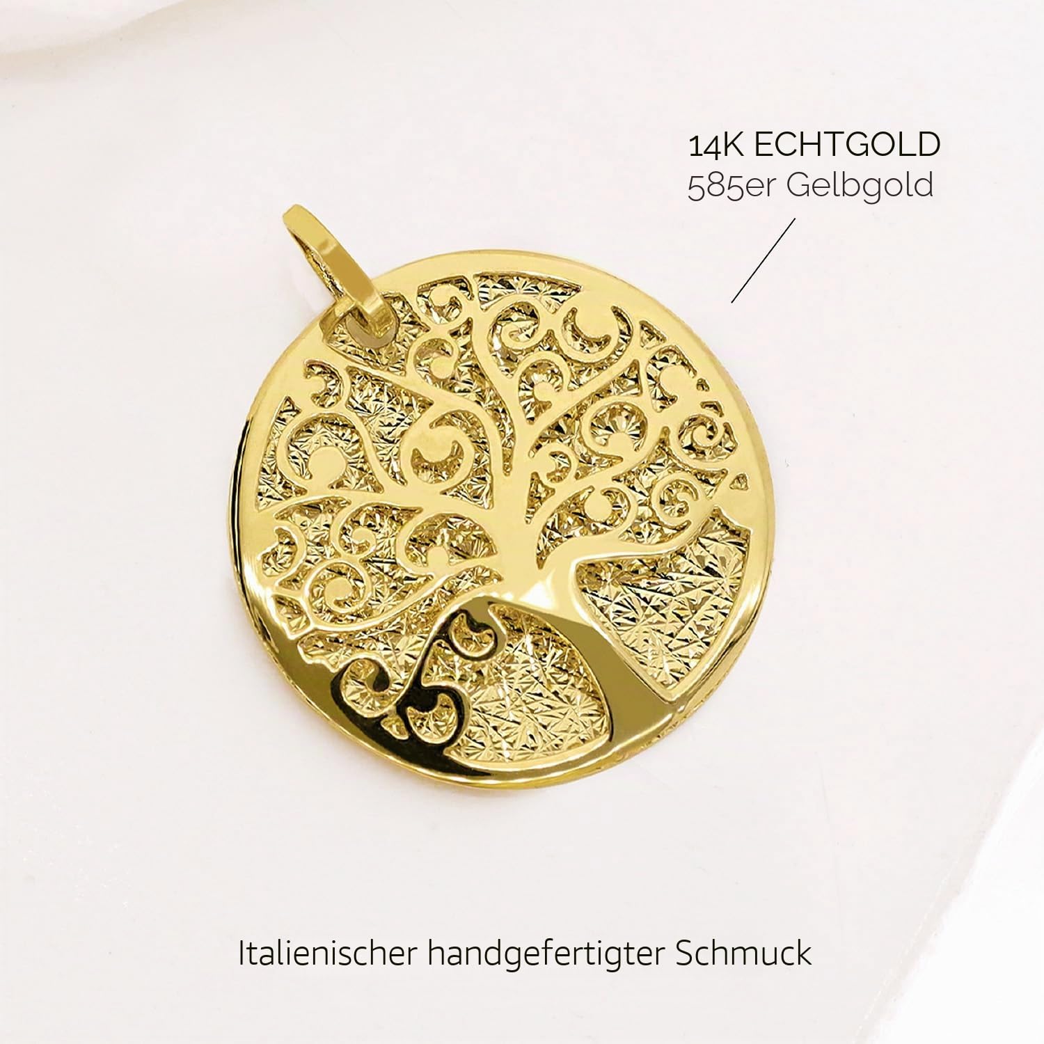 forme di Lucchetta Baum des Lebens Anhänger 14K Gelbgold 585
