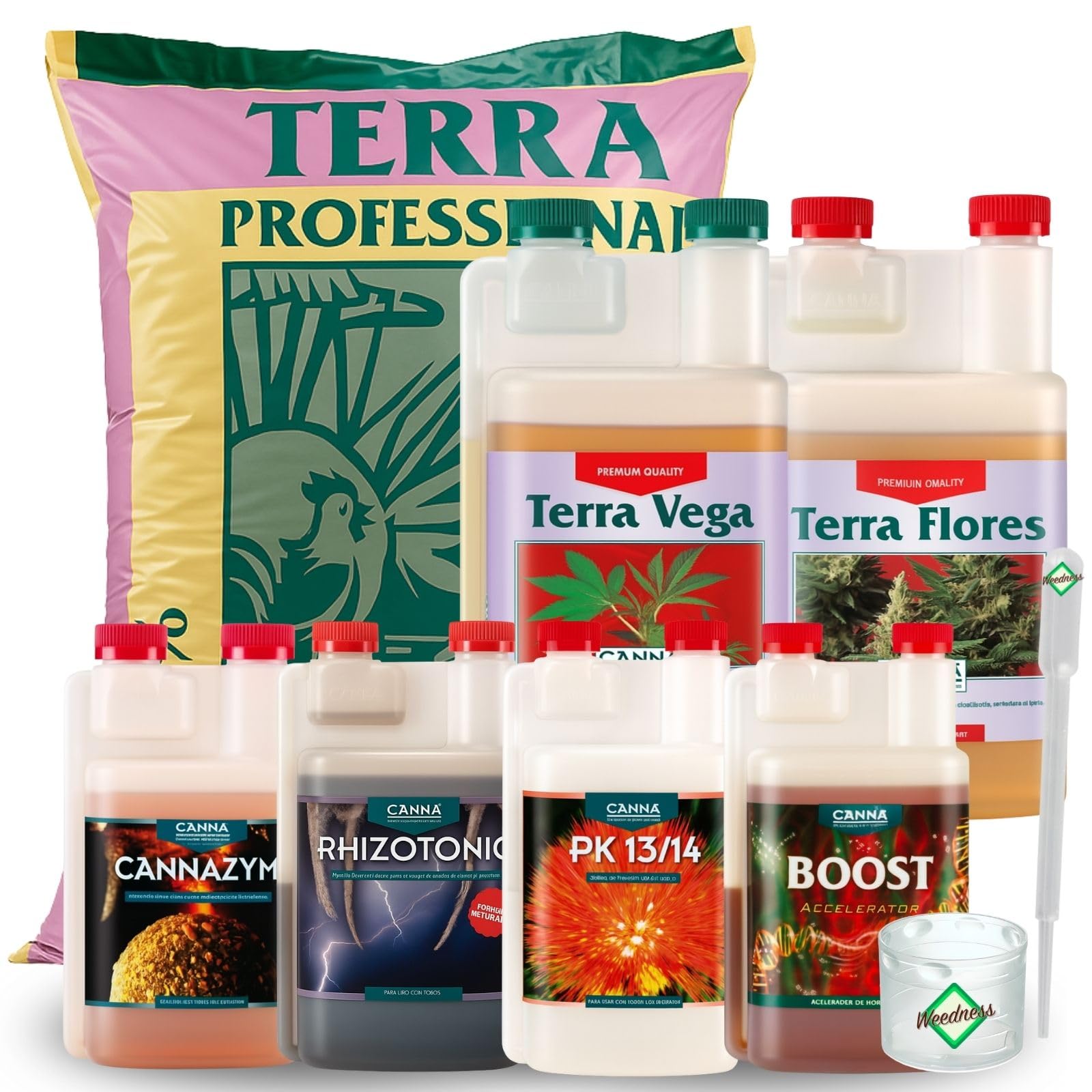 Weedness Canna Terra Professionell 50 Liter + Dünger Big - Blumenerde Grow Balkon-Pflanzen Pflanzerde Gartenerde Tomatenerde