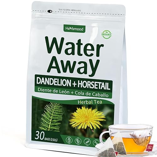 Herbmood Bolsas de té Water Away para alivio del edema, Te de Diente de León y Cola de Caballo, Diuretico Natural para Desinflamar Retencion de
