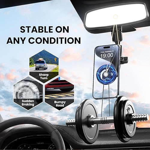 Miniatura 6 de Soporte magnético para teléfono para automóvil, soporte de teléfono para espejo retrovisor, soporte de teléfono giratorio de 360, compatible con