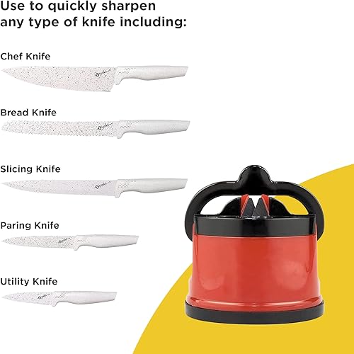 Miniatura 3 de O-Yaki - Afilador de cuchillos con borde de diamante, herramienta de afilado de cocina fácil de usar para afilar cuchillos de cocina, dentados o