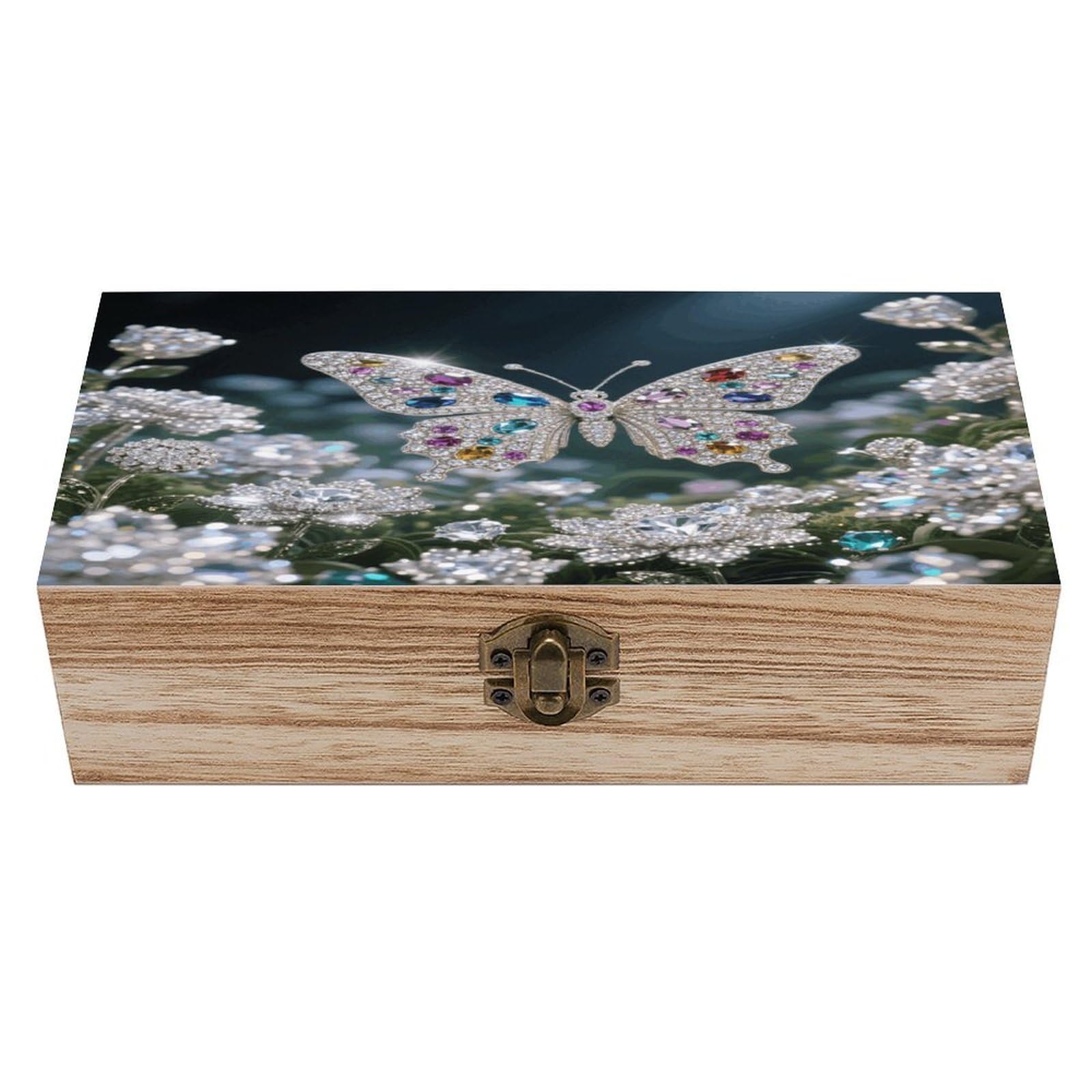 VstaDank Jewel - Butterfly Wooden Storage Box Decorative Jewelry Case with Lids Exquisite Wood Box Letters Gifts Acacia Wood Boxes Fashion Wooden Keepsake Boxes for Men Women