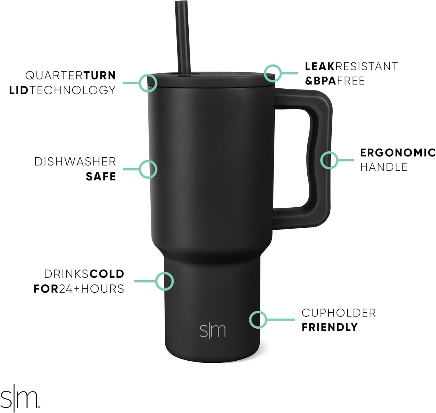 Simple Modern 30 oz Tumbler with Handle and Straw Lid | Insulated Cup Reusable Stainless Steel Travel Water Bottle Cupholder Use | Gifts for Women Him Her | Trek Collection | Downhill Skiing - Image 4